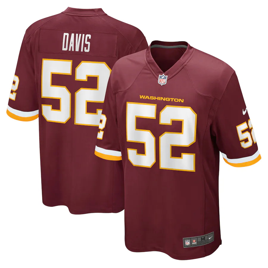 Mens Washington Football Team #52 Jamin Davis Nike Burgundy 2021 NFL Draft First Round Pick Game Jersey->los angeles chargers->NFL Jersey